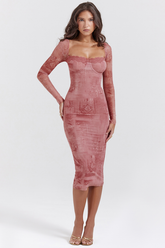 Seraphina Pink Printed Belted Dress | Dress In Beauty